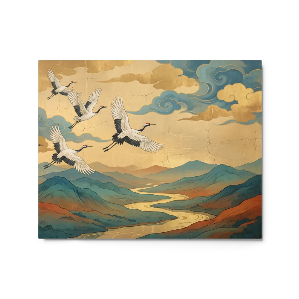Flight of the Gilded Cranes 
 Canvas | 11″x 14″