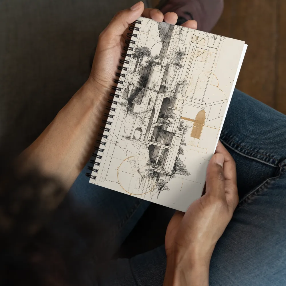 Cliffside Architecture Blueprint 
 Spiral Notebook | 140 pages