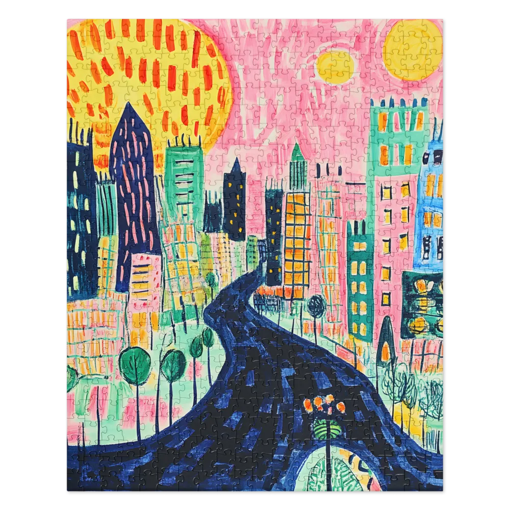 Vibrant Cityscape Odyssey 
 Jigsaw Puzzle