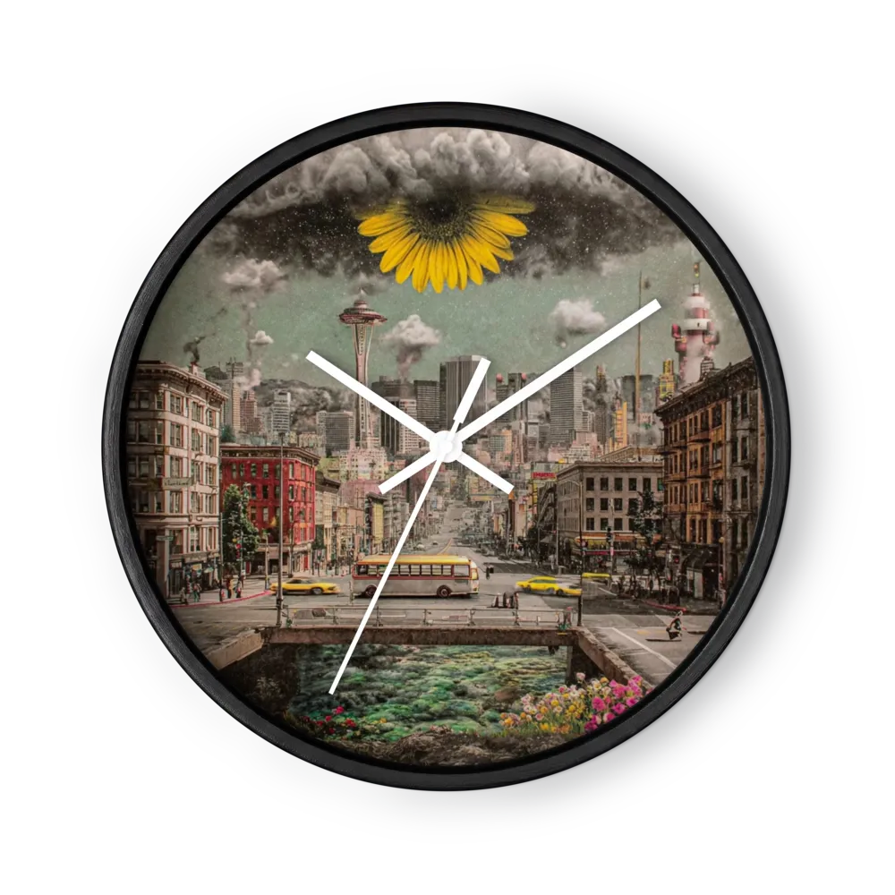 Sunflower Over Seattle | Wall Clock