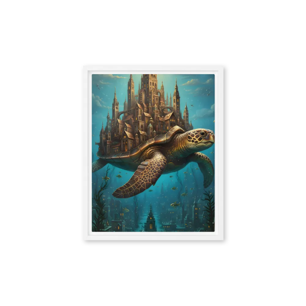 City Upon a Turtle 
 Canvas with White Frame