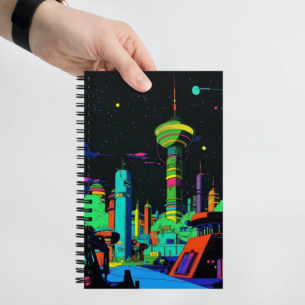 Neon Future Cityscape 
 Spiral Notebook | 140 pages