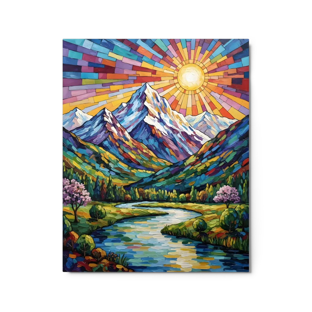 Solis Mosaic Landscape 
 Canvas with Brown Frame