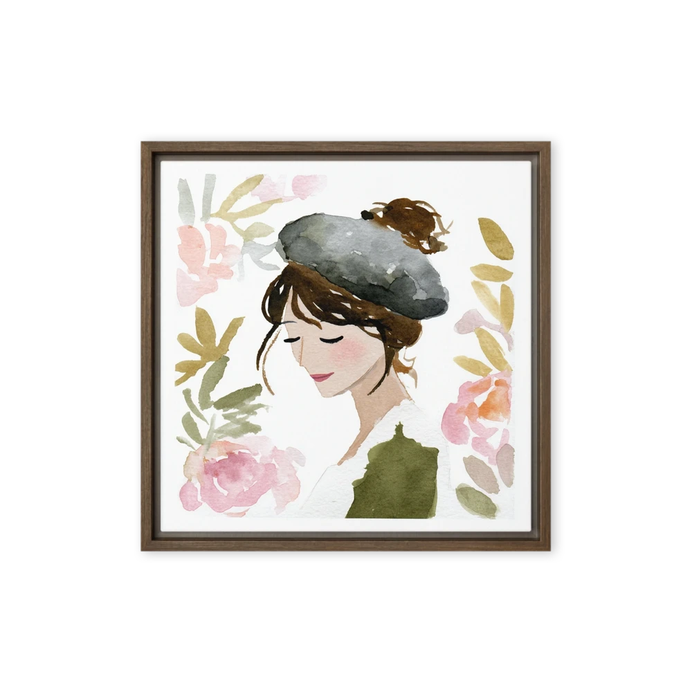 Serene Woman in Beret | Art Print