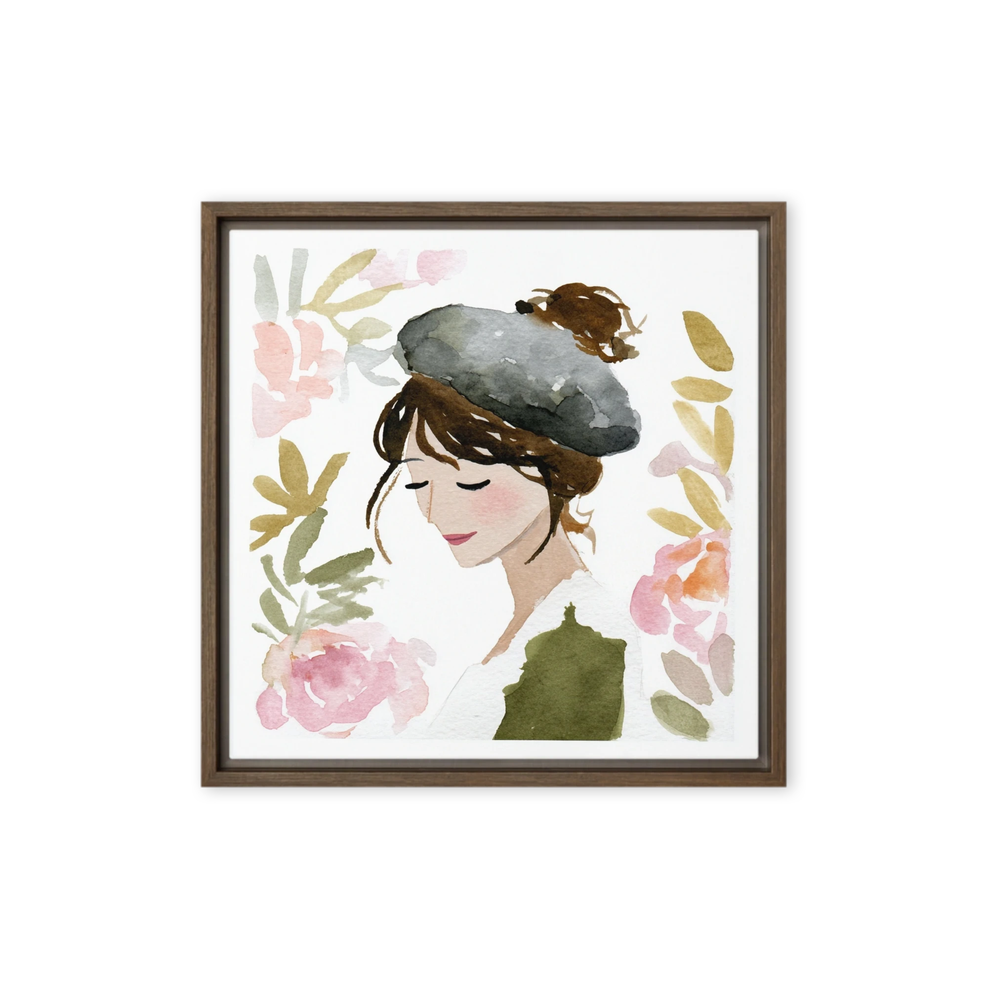 Serene Woman in Beret | Art Print