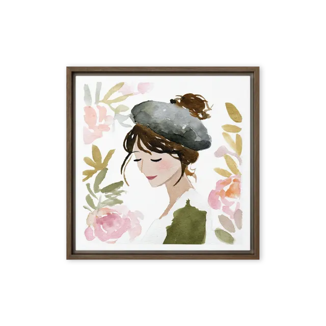 Serene Woman in Beret | Art Print