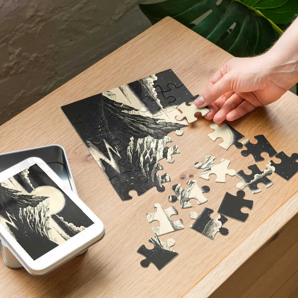 Lunar Mountain Landscape 
 Jigsaw Puzzle in Tin Box