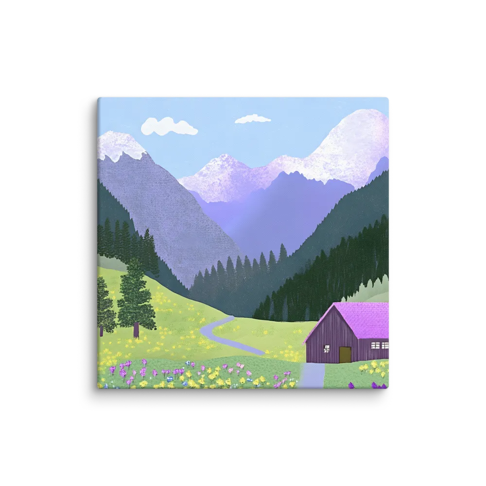Tranquil Mountain Cabin 
 Canvas | 36″x 36″