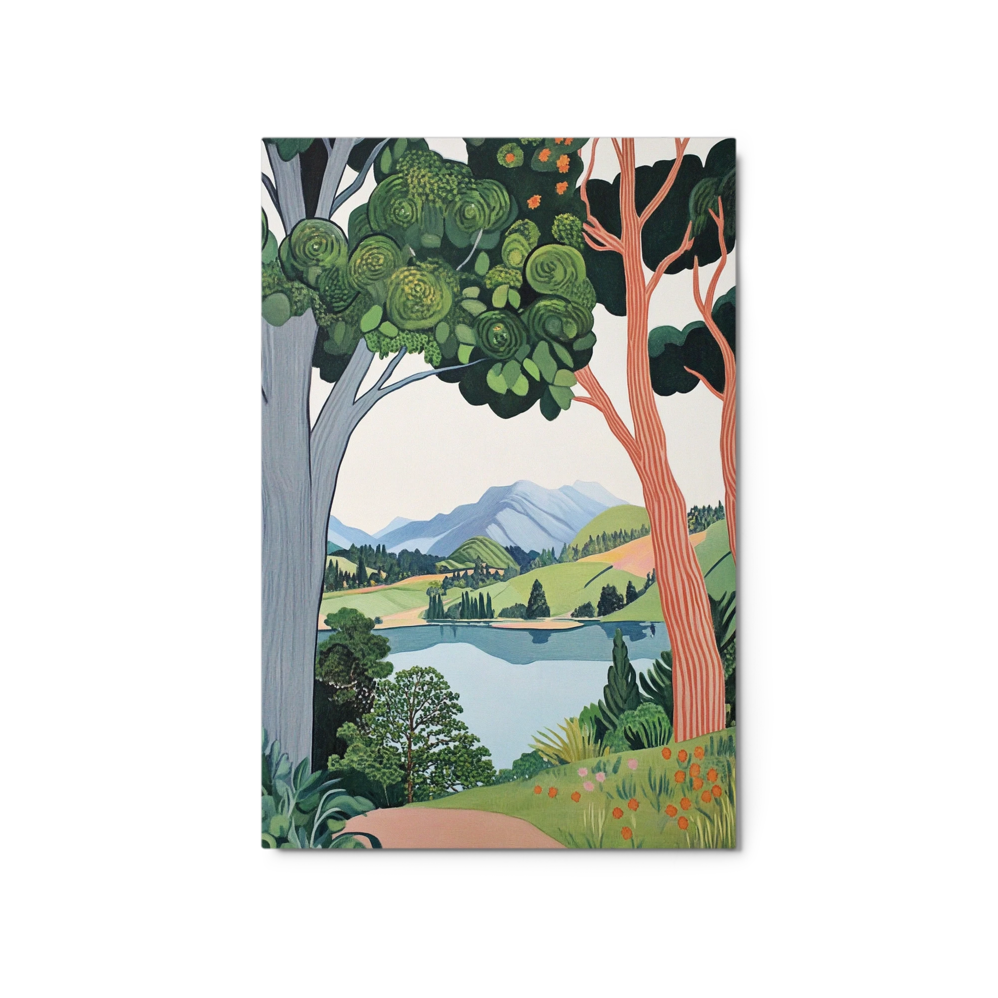 Modern Landscape with Trees and Lake