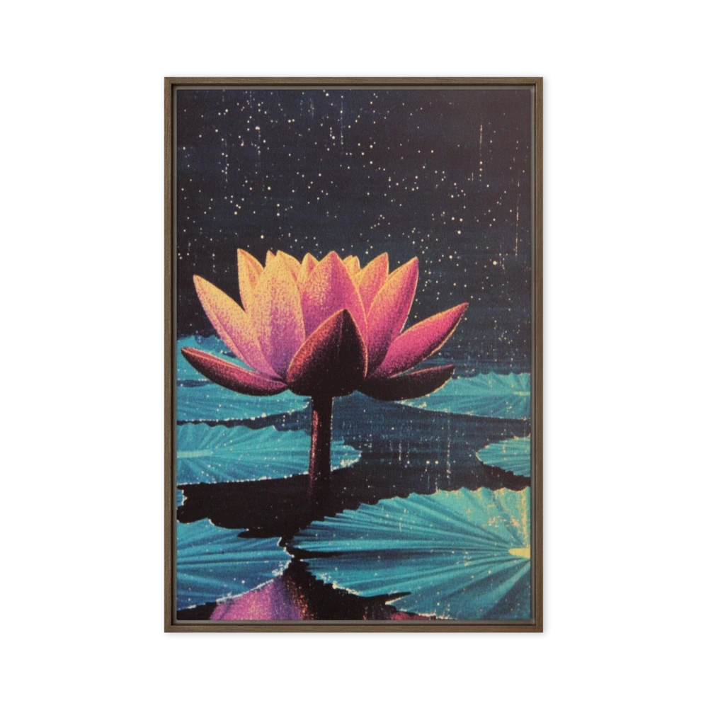 Vibrant Lotus Flower in Starry Night
