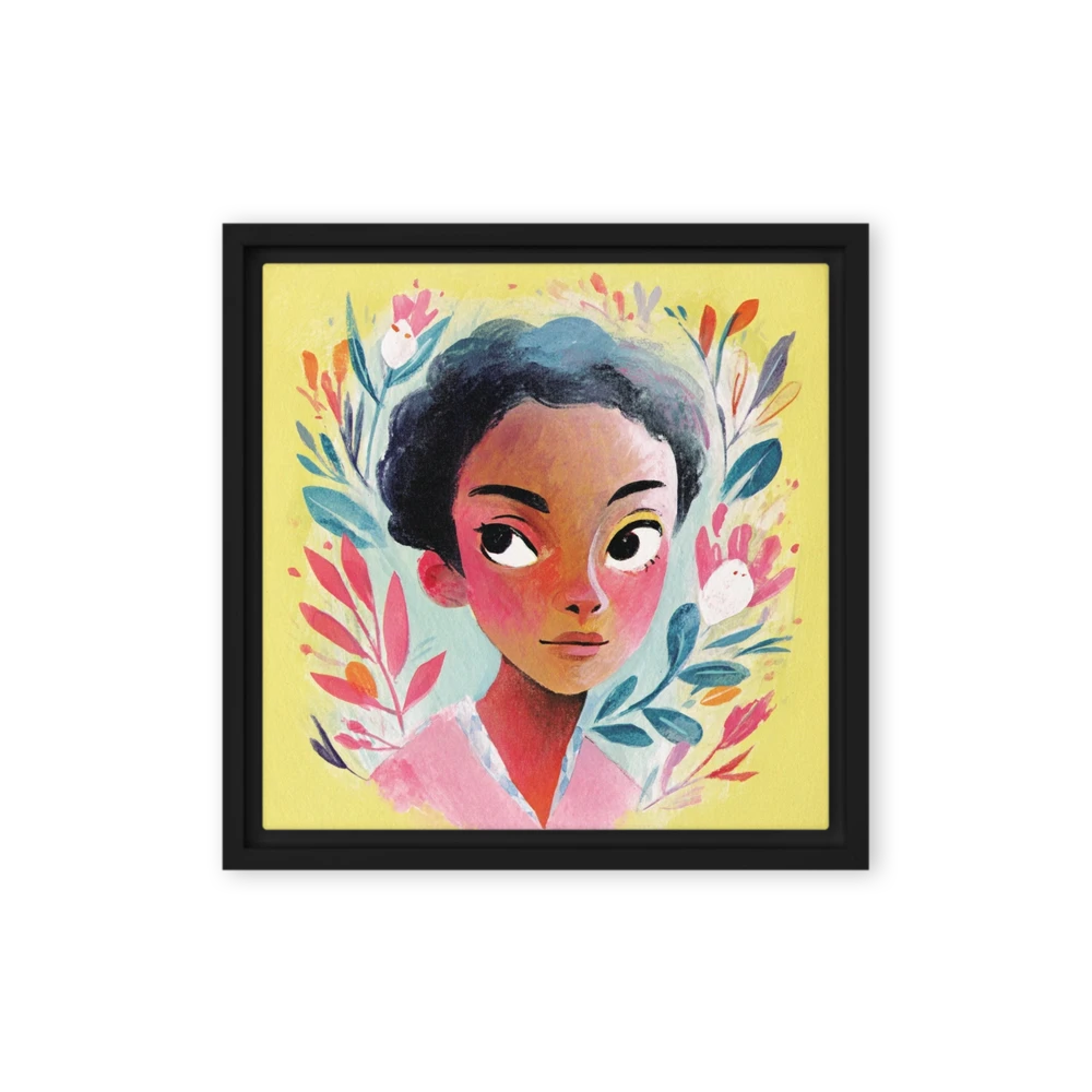 Girl in Floral Frame | Art Print