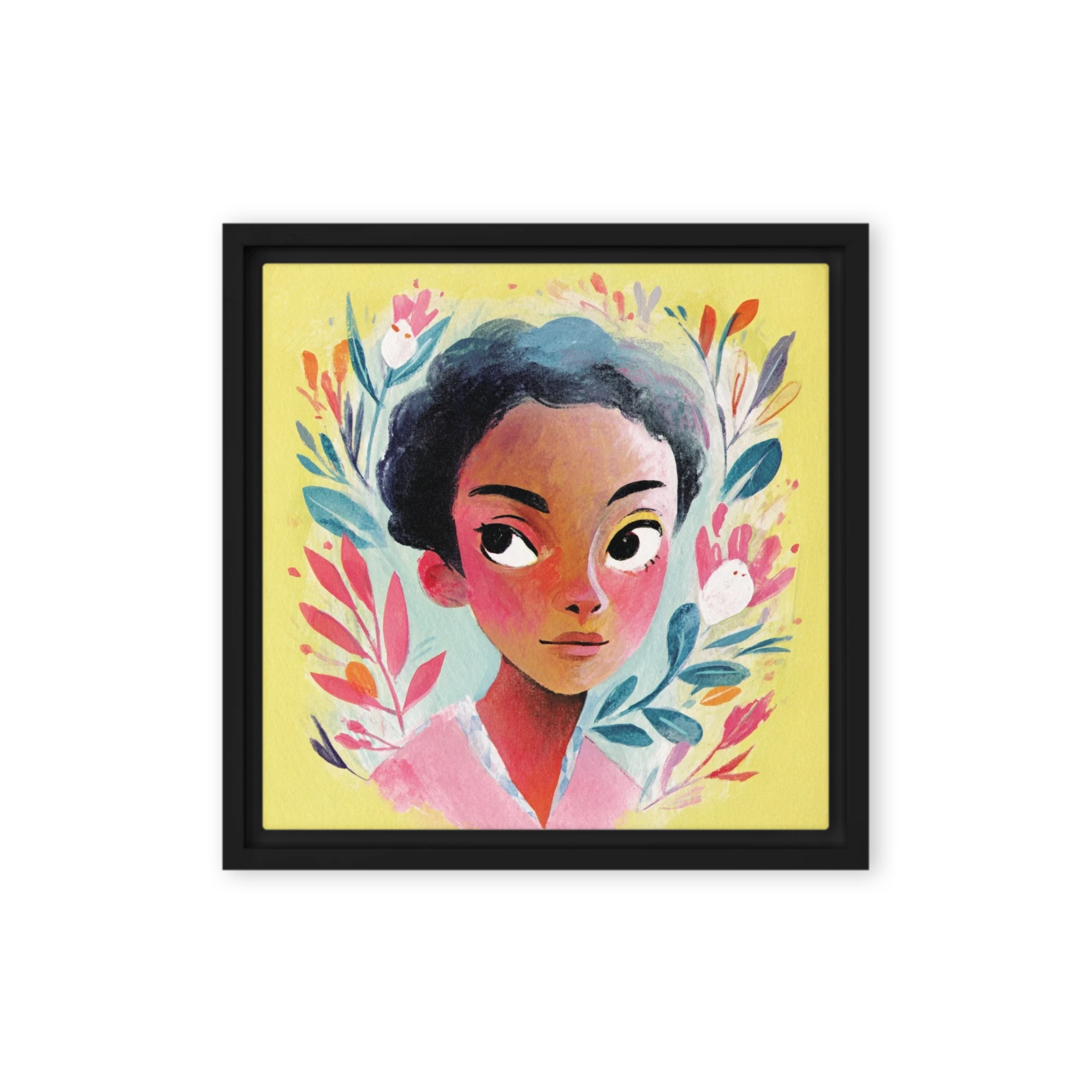 Girl in Floral Frame | Art Print