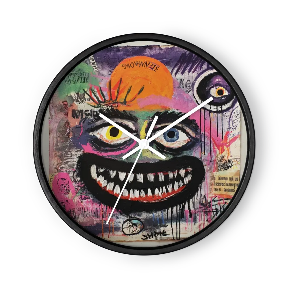 Chroma Chaos Art Brut Wall Clocks — Scrawl, Drip, Collage