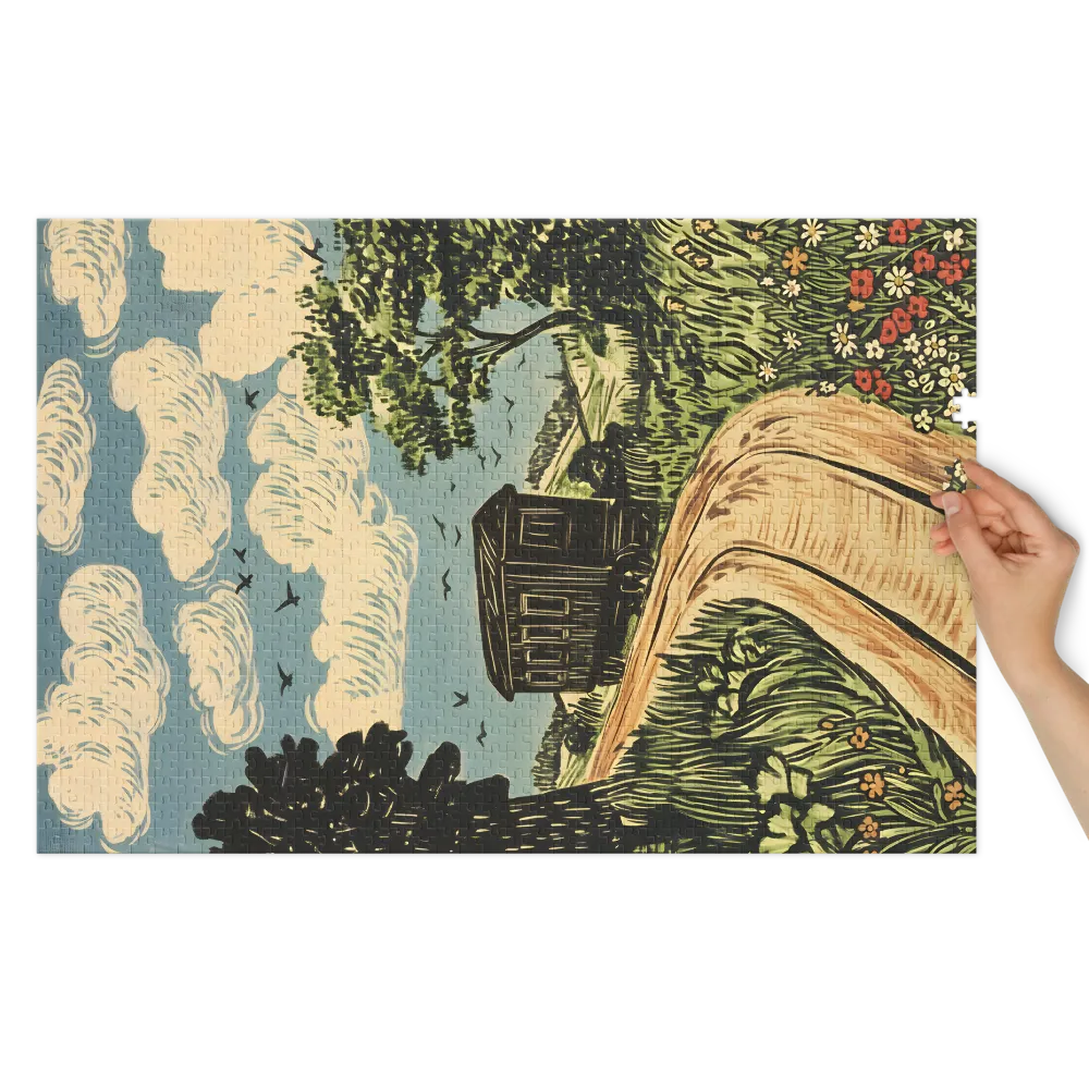 Countryside Wagon Journey 
 Jigsaw Puzzle in Tin Box
