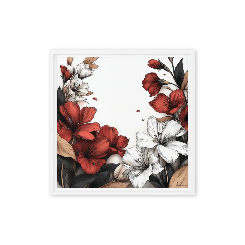 Crimson and Ivory Lily Frame | Art Print