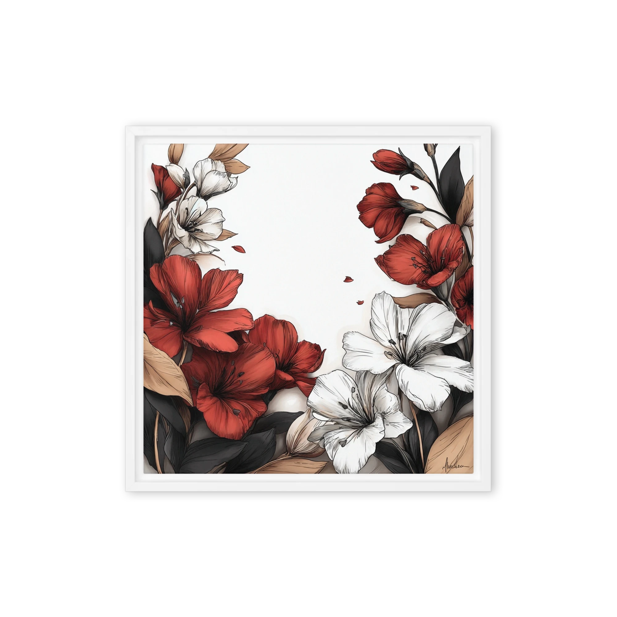 Crimson and Ivory Lily Frame