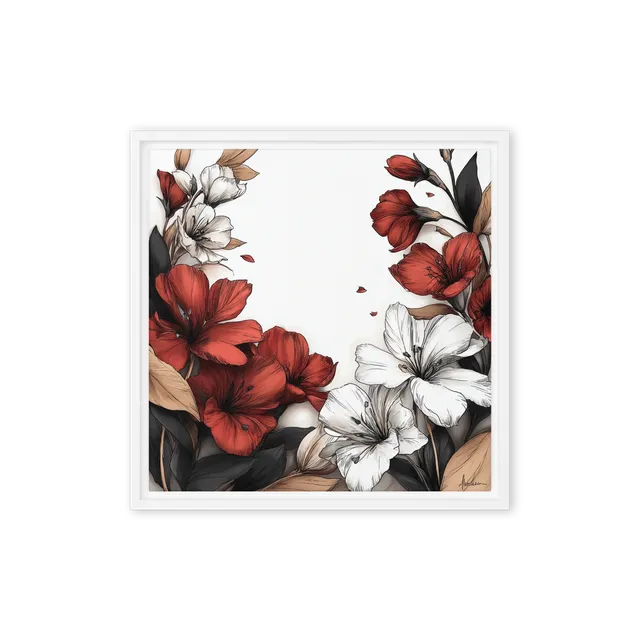 Crimson and Ivory Lily Frame | Art Print