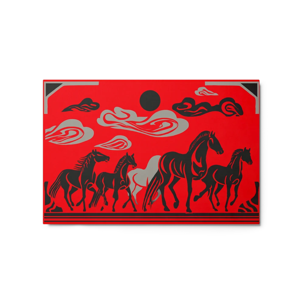 Galloping Horses in Red | Art Print