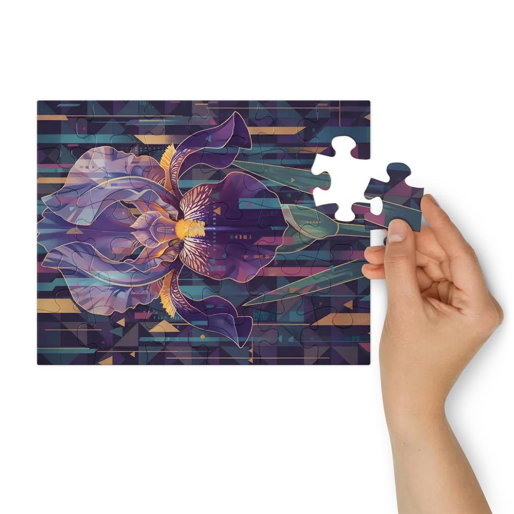 Geometric Iris Blossom 
 Jigsaw Puzzle in Tin Box