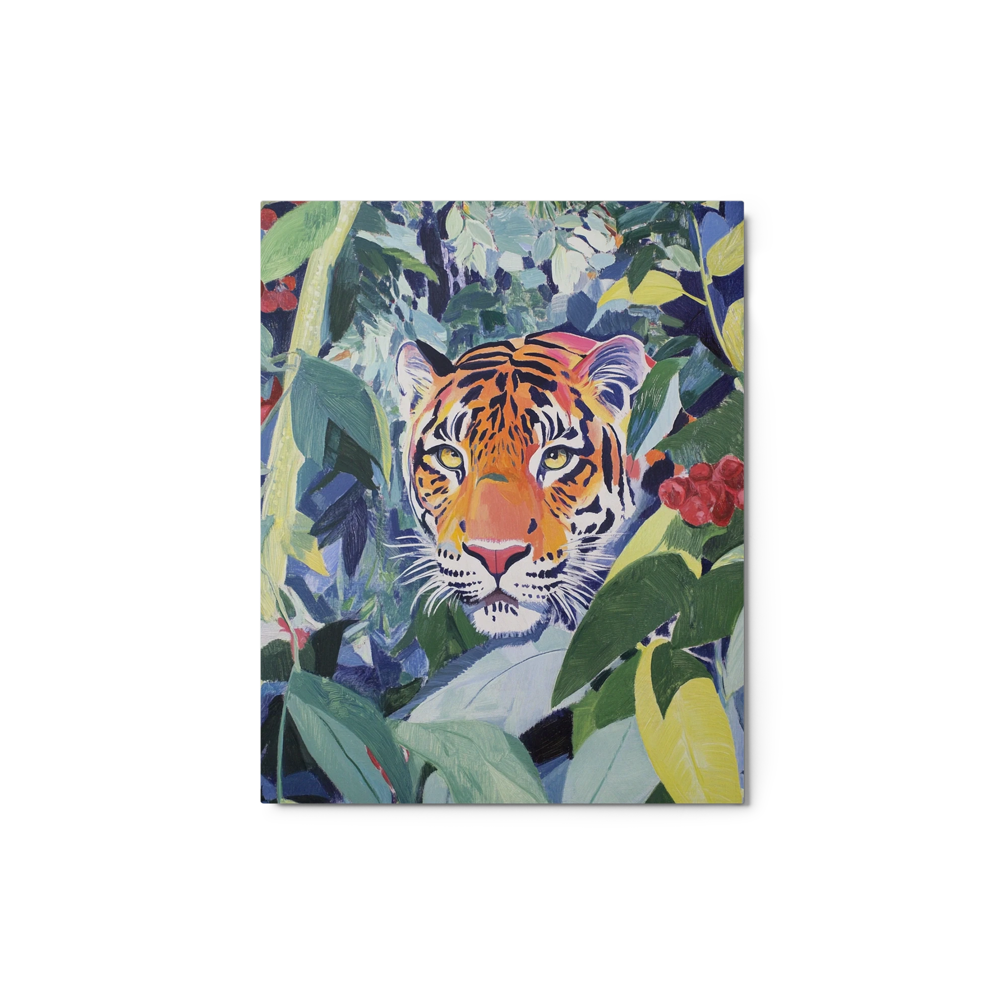Tiger Among Lush Green Leaves