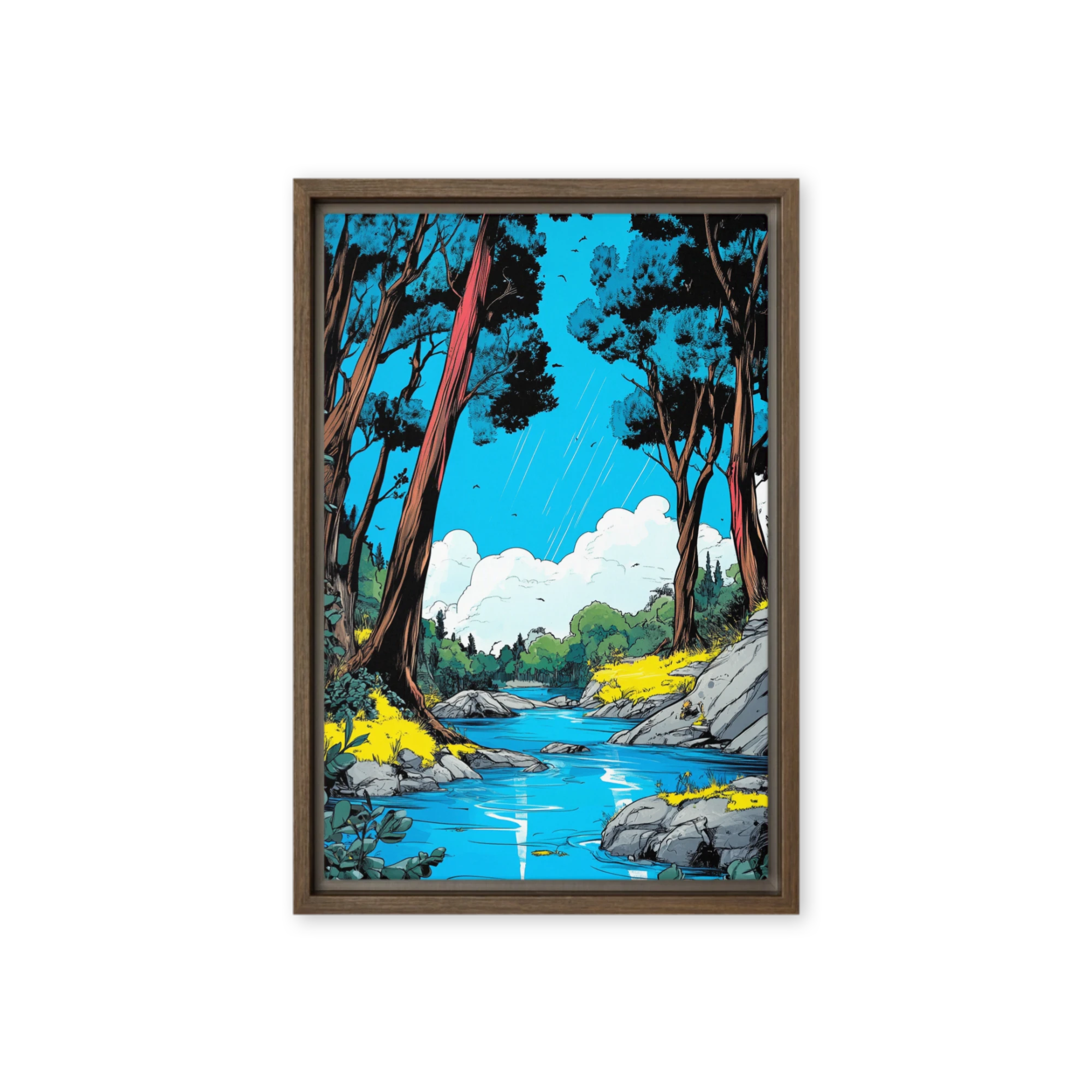 Serene River Landscape Illustration