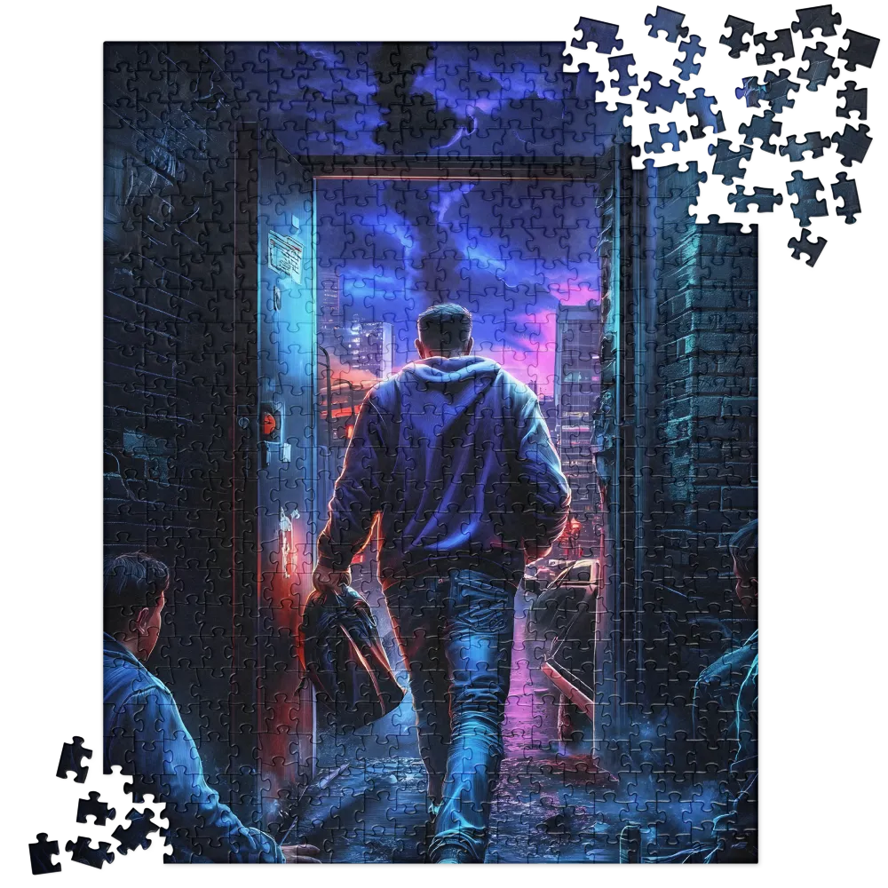 Gateway to the Neon City 
 Jigsaw Puzzle in Tin Box