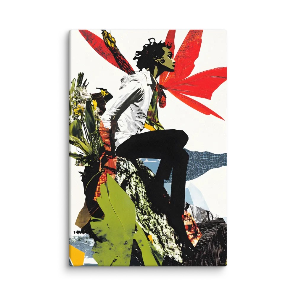 Winged Figure Collage 
 Canvas | 40″x 60″