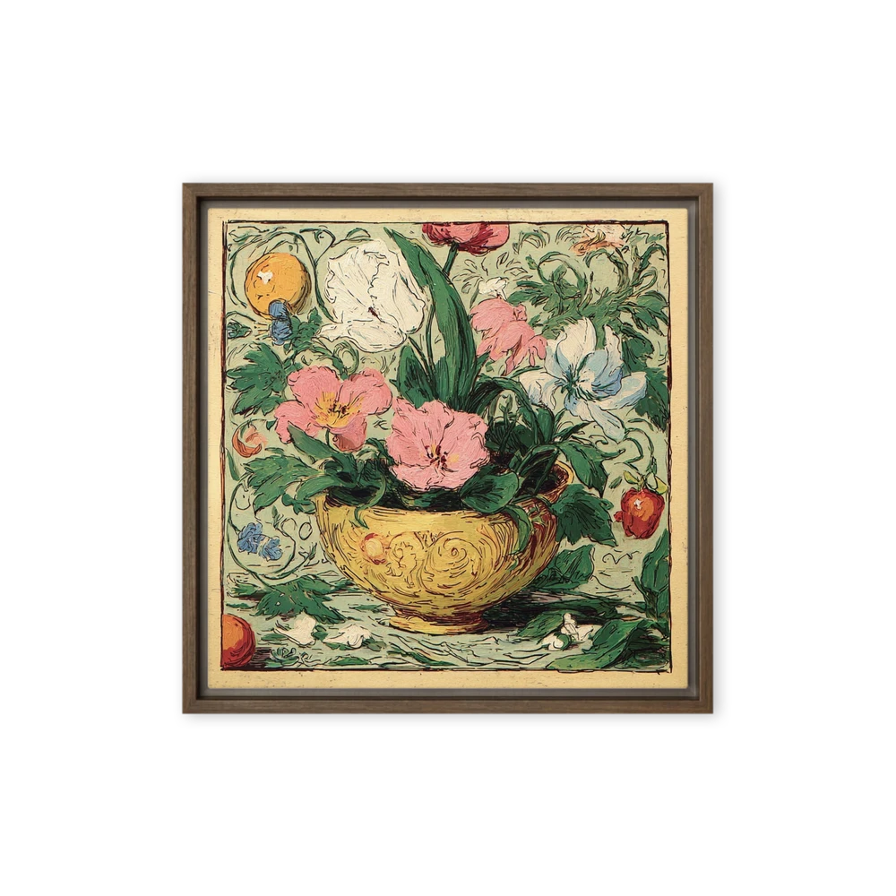 Floral Still Life in Yellow Bowl | Art Print
