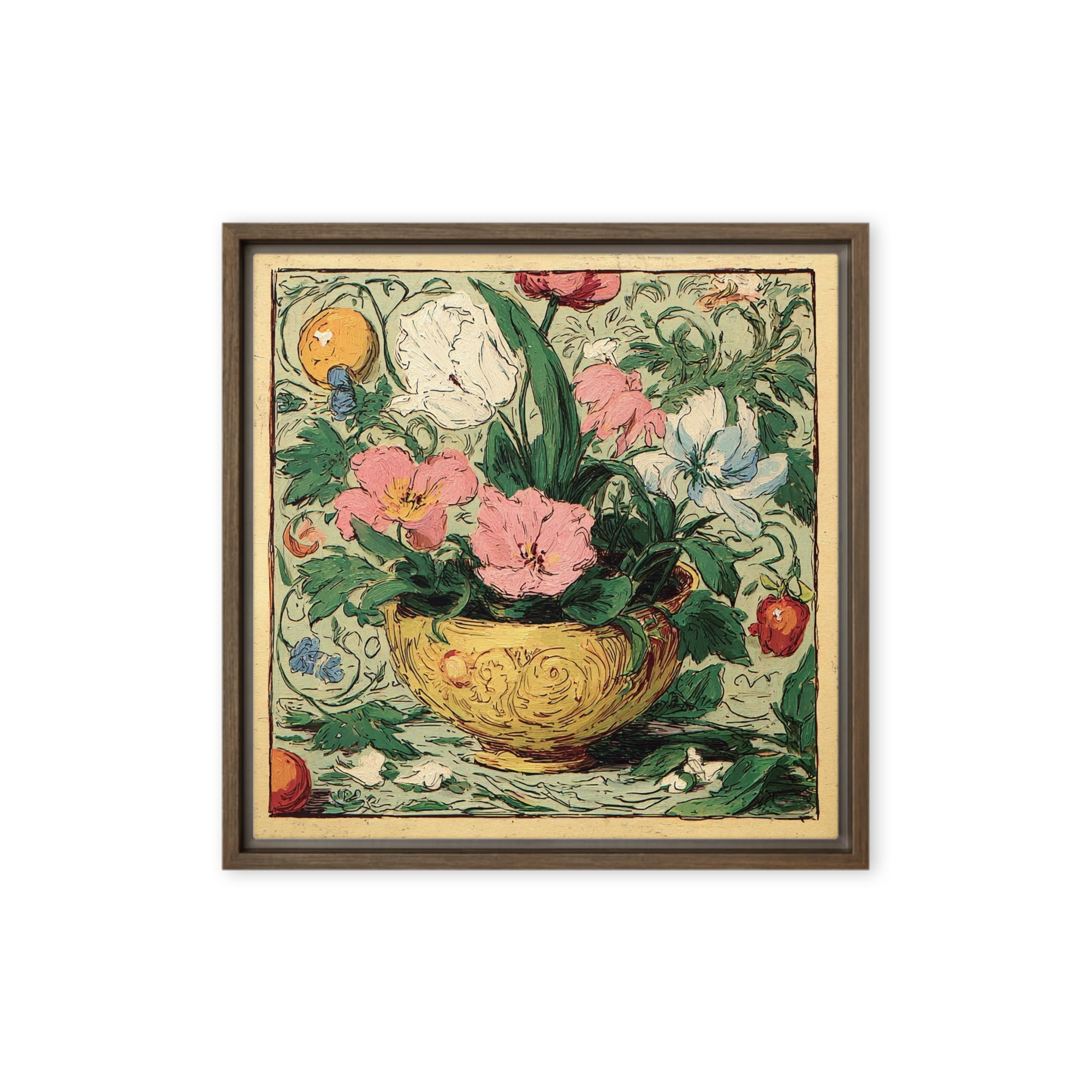 Floral Still Life in Yellow Bowl