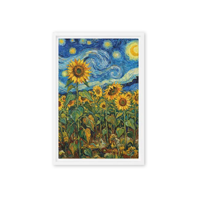 Sunflowers Under a Starry Night | Art Print
