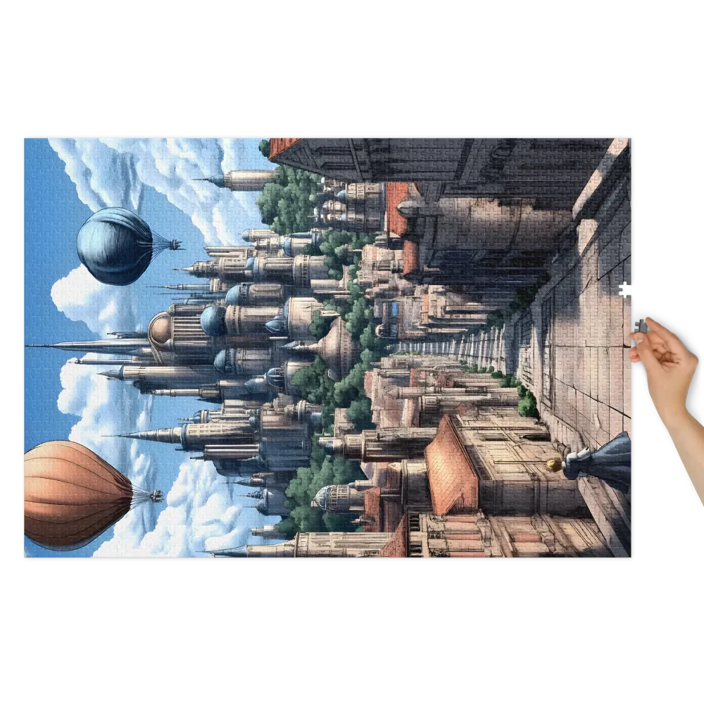 Aerial Metropolis Journey 
 Jigsaw Puzzle in Tin Box