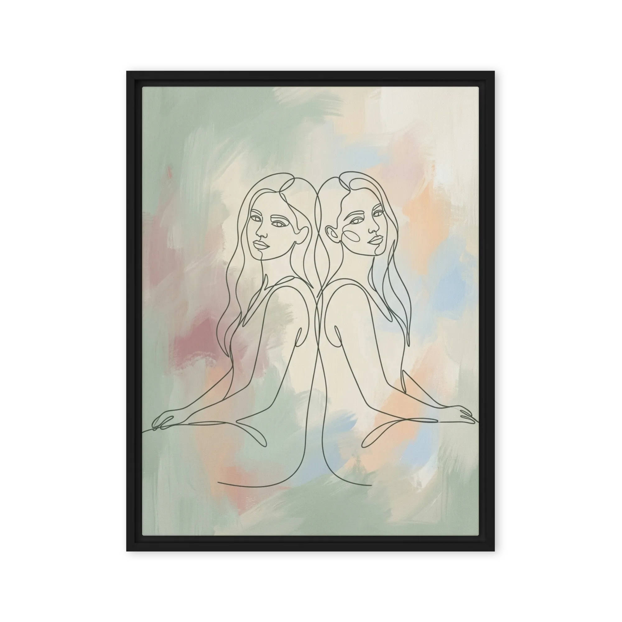 Sisters in Line 
 Poster with Red oak Frame | 12″x 18″