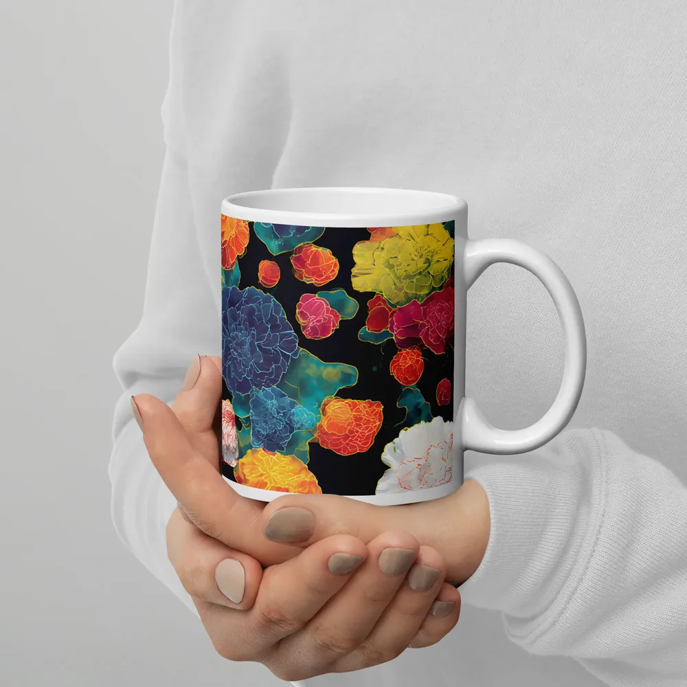 Neon Peony Tapestry | Mug with Black inside | 11 oz