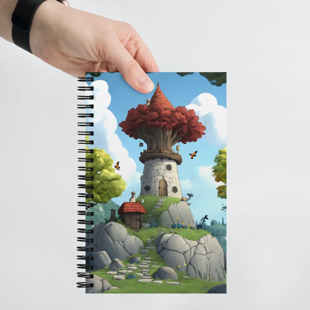 Whimsical Treehouse on a Hill 
 Spiral Notebook | 140 pages