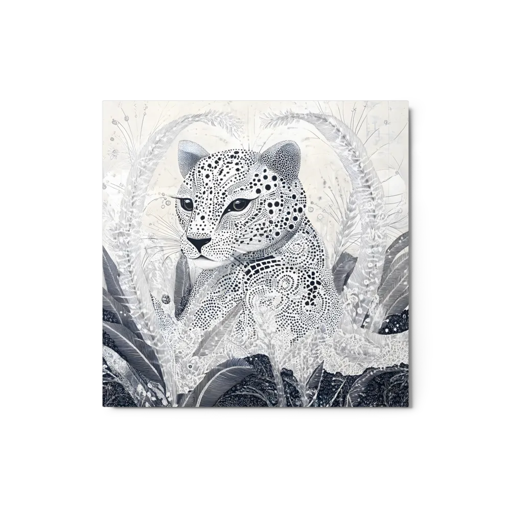 Stippled Leopard Portrait 
 Metal Print | 12″x 12″