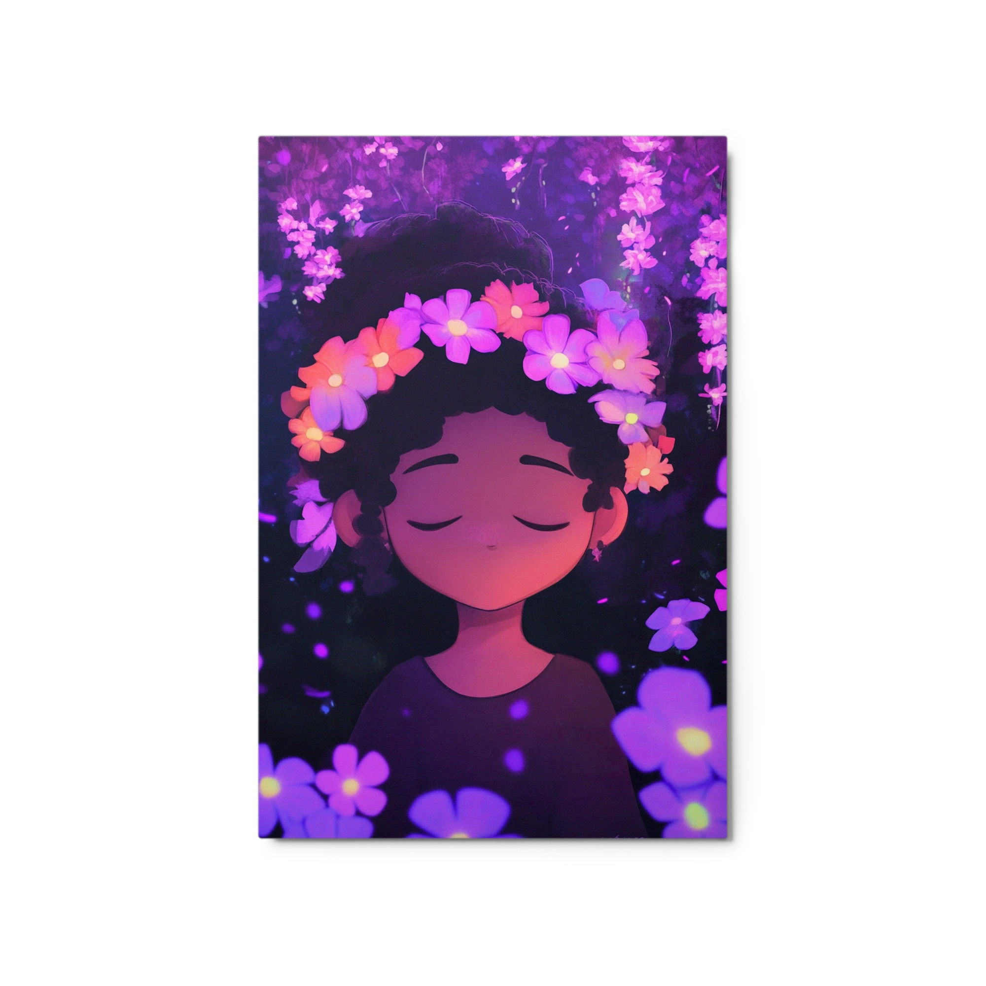 Girl with Floral Crown in Purple Flowers