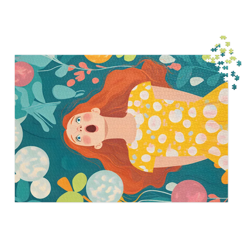 Girl in Yellow Dress with Bubbles | Jigsaw Puzzle (252/520 pieces)