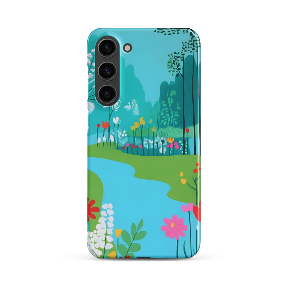 Stylized River Landscape with Colorful Flowers | Phone Case