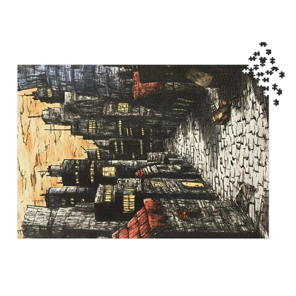 Detailed Urban Cityscape Drawing