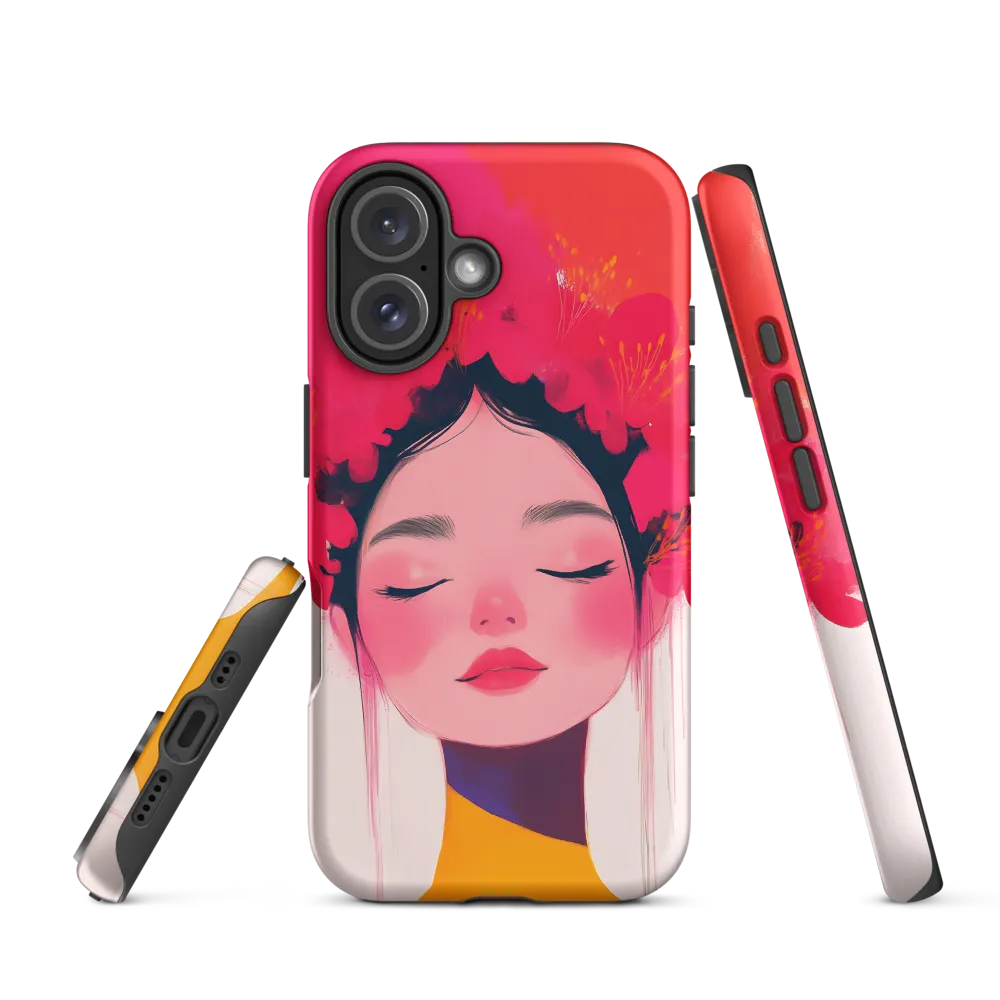 Serene Woman Portrait with Flowers | Phone Case