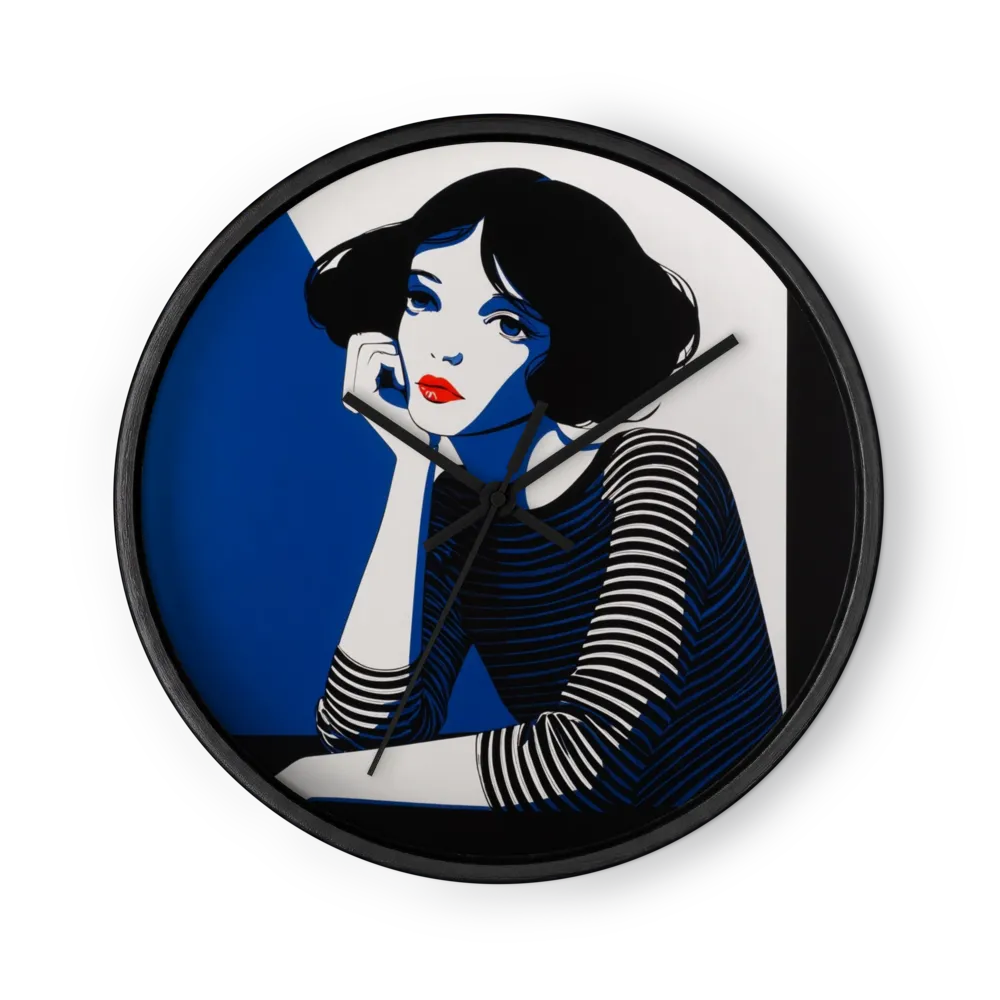 Woman in Blue and Stripes | Wall Clock