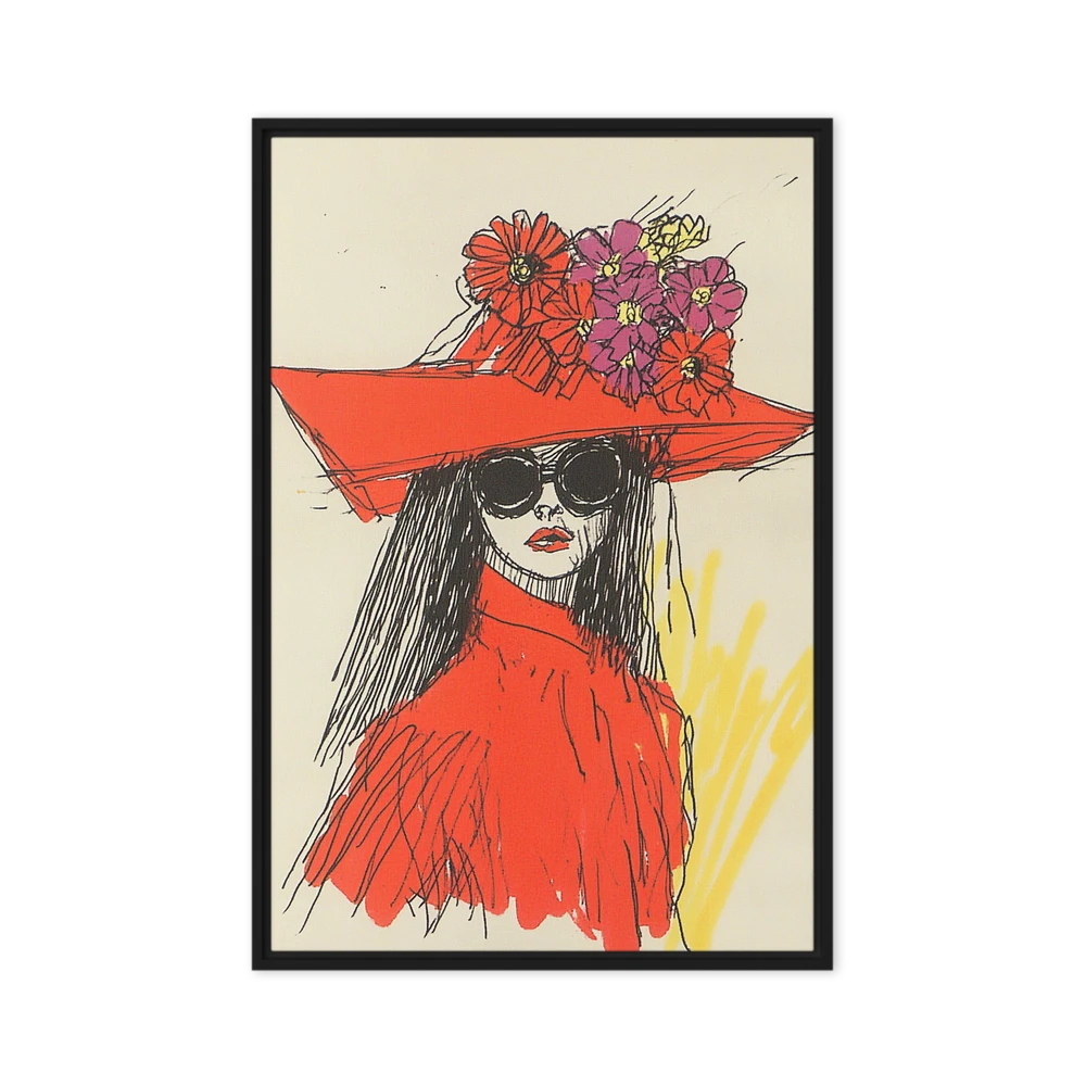 Woman in Red Hat Illustration | Art Print