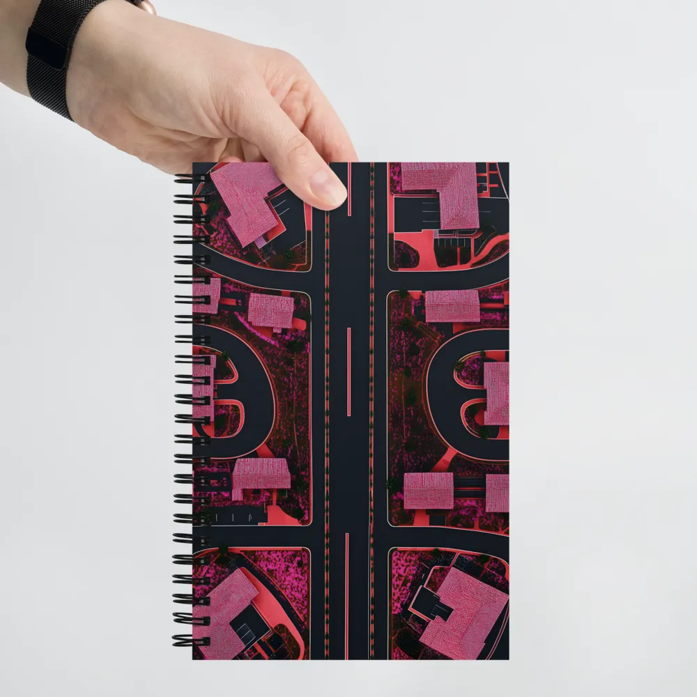 Magenta Neighborhood Grid 
 Spiral Notebook | 140 pages