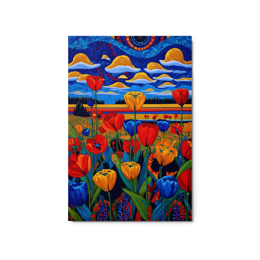 Swirling Tulip Meadow 
 Canvas with White Frame