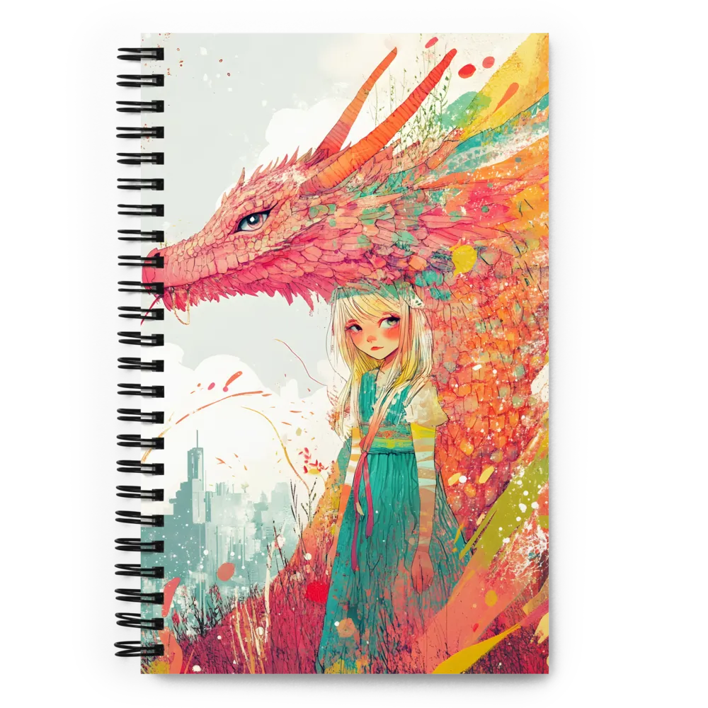Girl and Dragon's Vibrant Dream 
 Spiral Notebook | 140 pages