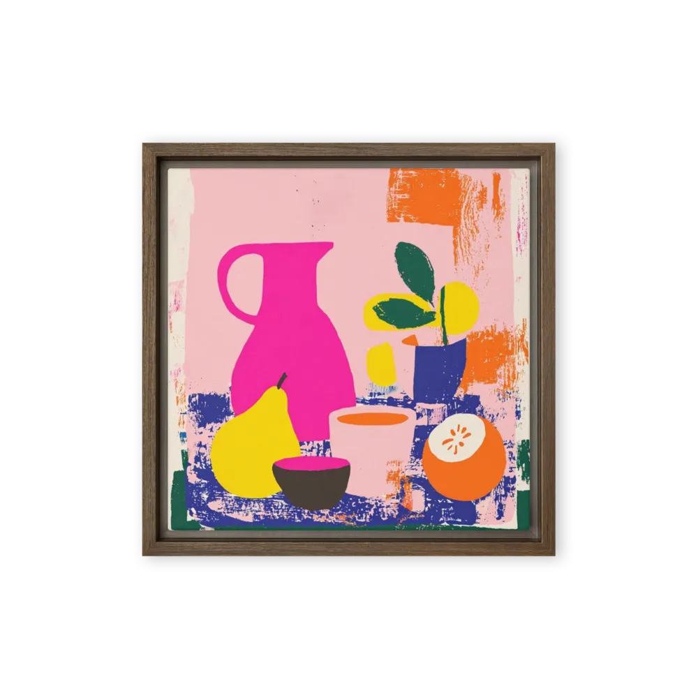 Pink Pitcher and Fruit 
 Canvas | 8″x 8″
