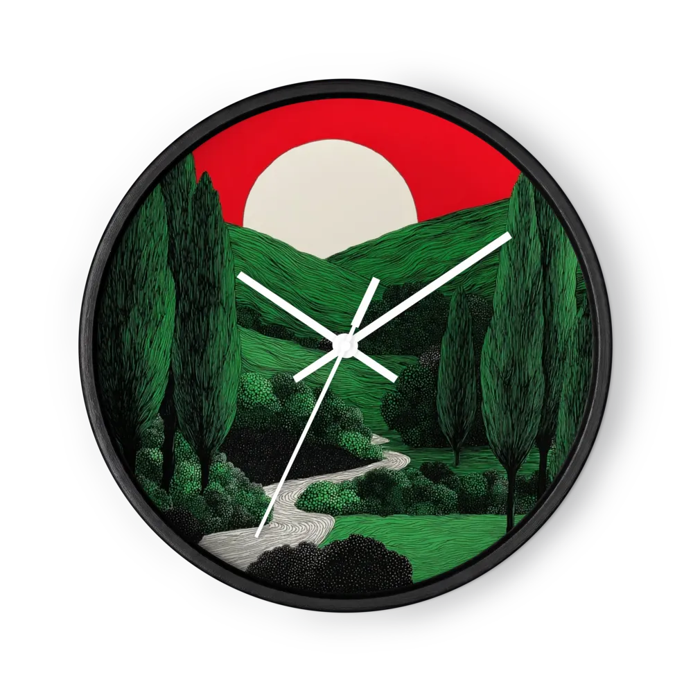 Hills Combed Line by Line — Red Sun, Green Valley