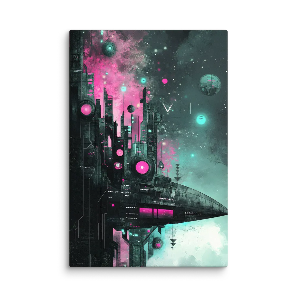 Neon Cyberpunk Utopia 
 Canvas with White Frame