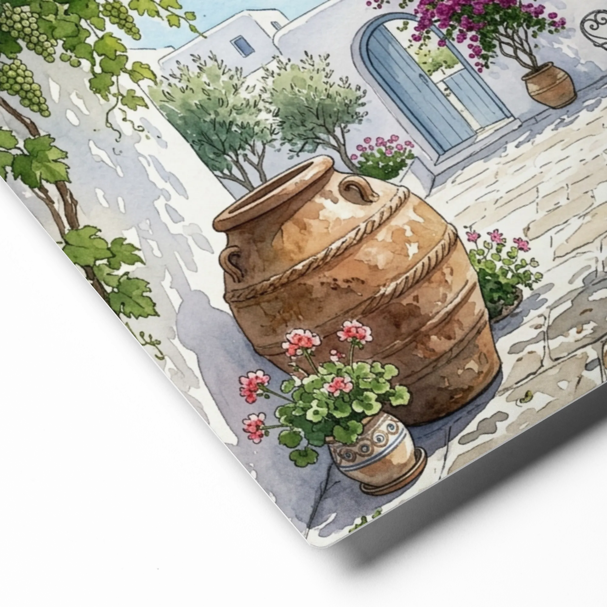 Sunlit Greek Courtyard | Art Print