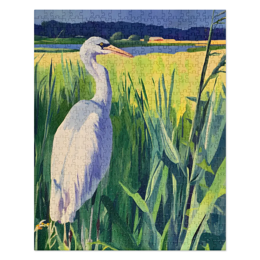 Egret in the Wetlands 
 Jigsaw Puzzle in Tin Box